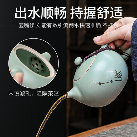 Puqi Ru kiln teapot single pot household curium nail high-end ceramic ice crack glaze kung fu tea set accessories for one person stone ladle teapot