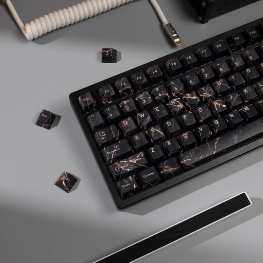 Miaopu Le black marble mechanical keyboard keycap set PBT five-sided thermal sublimation original height adaptation 6187, etc. Small full set