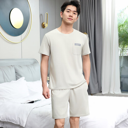 浪莎睡衣男士夏季短袖青中年薄款大码男式夏天休闲春秋家居服套装 9934【H系列短袖套装】 XL 【推荐130-150斤】