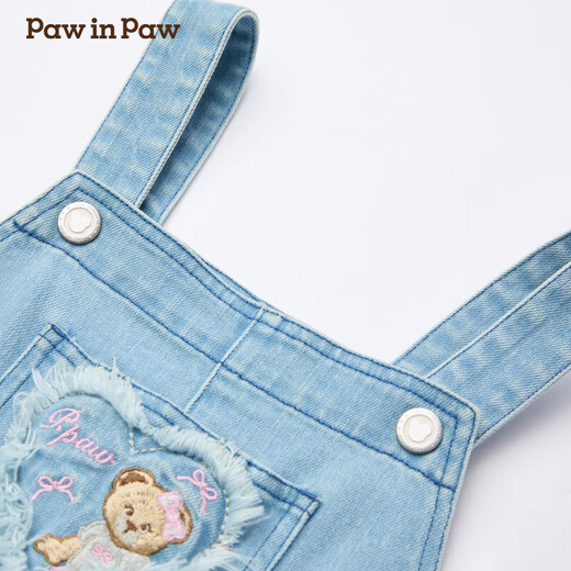 PawinPaw Bingfumei Cartoon Bear Children's Wear 25th Spring and Summer New Girls Loose Denim Overalls