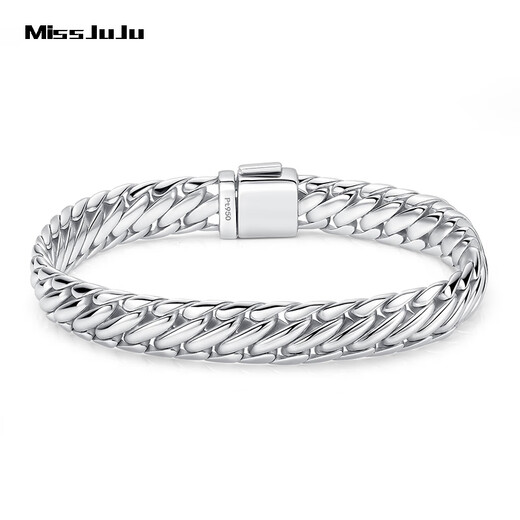 Miss JuJu Domineering Platinum Horsewhip Bracelet Men's Generous pt950 Platinum Thick Solid Bracelet Recommended Bracelet Length Selection Clean Hand Circumference +2CM