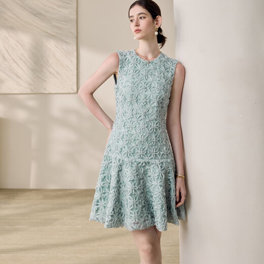 Roeyshouse Französisch schwere Industrieschale ärmellose Kleid 2025 Sommer neuer Stil Hellgrüner Fischschwanzrock 12027 Leichtes Grün M