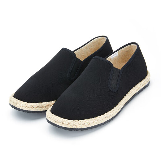 Tongsheng and cotton and linen sole breathable cloth shoes for men's comfortable driving shoes, non-slip casual casual one-legged work shoes, old Beijing cloth shoes, black thread sole [It is recommended to increase one size and place an order] 41