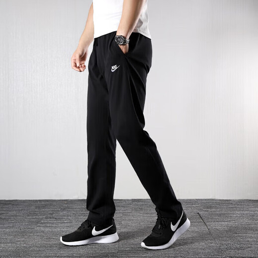 
Nike (NIKE) sports suit men running and fitness training hooded jacket, fashionable and trendy comfortable trousers, casual pants, knitted suit/black jacket + black straight trousers, M/170