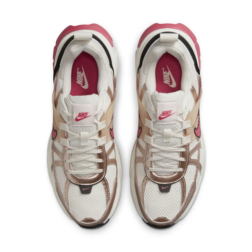 Nike (Nike) Outlets V2K Sneakers pour femmes Rétro Chaussures de course Style Réflectif léger HJ7389 838 Ice Guava Couleur / Aster Powder / Sail blanc / noir 36,5