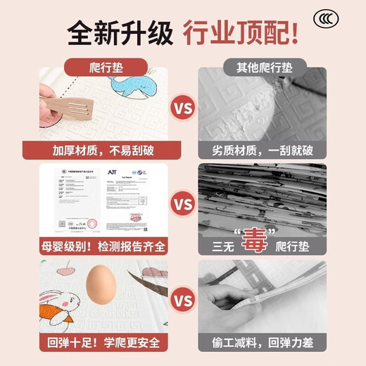 可折叠xpe宝宝爬行垫儿童泡沫地垫家用客厅婴儿爬爬垫无毒无甲醛 【180x200cm】1cm厚度 【升级套餐】带手提袋