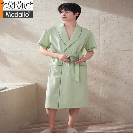 Nightgown modal Men's Men's Summer à manches courtes coton pur Bathrobe mi-longueur Japonais japonais Vêtements de maison de grande taille pour hommes Yukata 72xuan753 Drop gris coton pur coton pur de nuit à manches courtes M.
