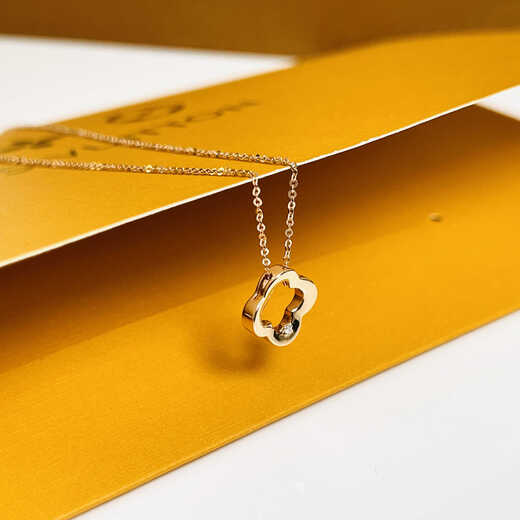 Chishe new product 18K diamond four-leaf clover chain Au750 rose gold lucky collarbone necklace girlfriend birthday gift 18K diamond four-leaf clover chain-K pieces