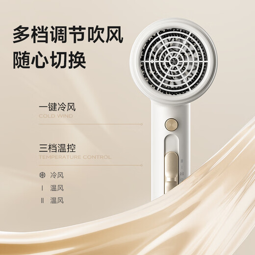 AUX hair dryer household 1800W high power high wind hair dryer constant temperature hair dryer soft sound noise reduction hair dryer practical gift for family and girlfriend, champagne color blue light hair care + quick drying + soft sound and low noise