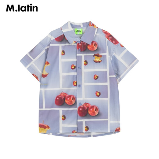 Ma Latin (M.Latin)/Shopping mall same style children's short-sleeved shirt summer new apple print shirt floral blue 110