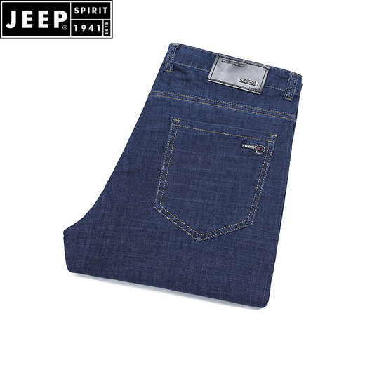 JEEP SPIRIT夏季薄款牛仔裤男士弹性舒适冰丝棉男裤商务休闲宽松直筒牛仔长裤 W723蓝黑 29