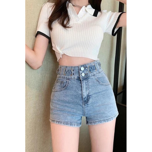 S.SOFEA Estilo coreano Slumming de ancho de mezclilla para mujeres NUEVA CORTULAR CORTULAR CORTULAR Pantalones calientes Azul [Alta calidad] 6195 S