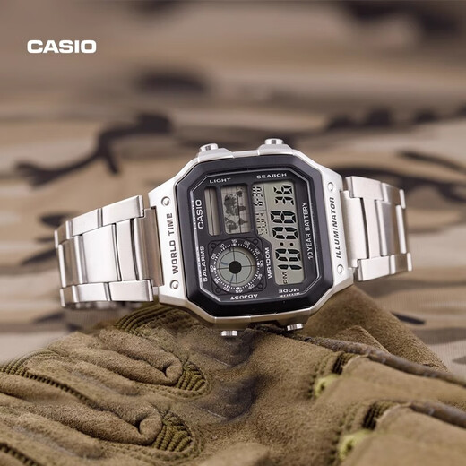 Casio watch small square casual steel strap waterproof small silver watch AE1200 student men's watch electronic watch Japanese and Korean watch AE-1200WHD-1AVDF