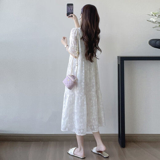 Yibaiyi (yIBAIyI) maternity dress summer Chinese style dress sweet lady summer large size dress chiffon maternity dress picture color M