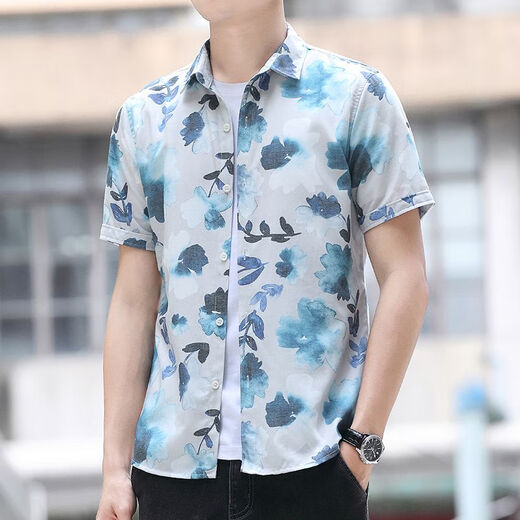 Pierre Cardin Summer Nuevo camisa de manga corta impresa para hombres camisa de negocios casual moderna de moda