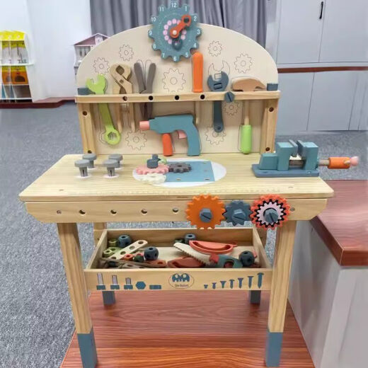 过家家玩具木制维修工具台儿童动手脑能力锻炼培养早教模仿 YLB 3号灰色工具台+配件 工厂价
