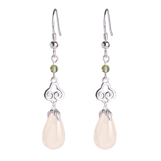Yin Qianhui 925 silver earrings, chalcedony earrings for women, 2025 new earrings, Valentine’s Day gift for girlfriend’s mother, Yunmengze earrings + seven warehouse delivery/next day delivery, Valentine’s Day gift for girlfriend and wife/with jewelry certificate/exquisite gift box