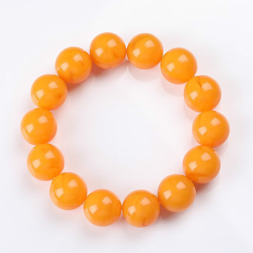 Xinxiangdu Natural Beeswax Bracelet for Men and Women, Russian Baltic Sea Chicken Oil Yellow Bracelet, New Yellow Honey Fidelity Wenwan Bracelet, 16mm Chicken Oil Yellow Old Honey Bracelet (One item, one certificate