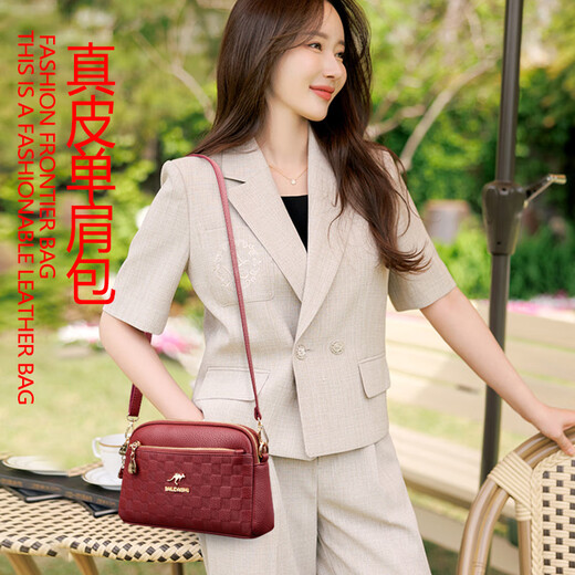Kangaroo Brand authentique en cuir sac pour femmes Sac à bandoulière Small Sac Sac Bag de femme Sac de coquille pour femmes Sac Cowhide cuir en cuir polyvalent noir Autorisation de cuir authentique