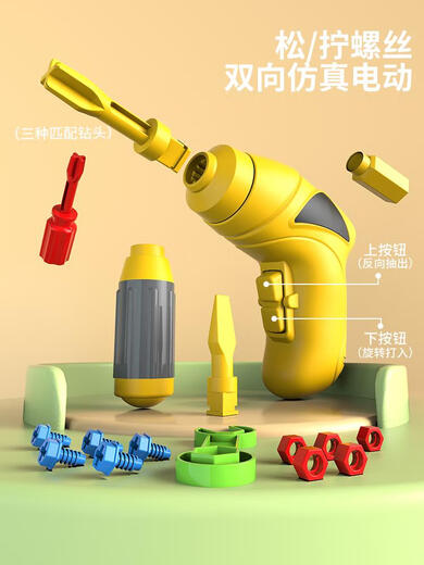拧螺丝钉玩具儿童修理工具箱电钻可拆卸智力拼装男孩宝宝 244件豪华双面盒+电动螺丝刀送5