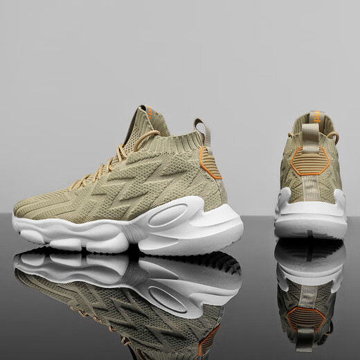 Changxiang Huili men's shoes summer 2025 new sports running leisure travel youth thick sole heightened coconut mesh shoes men RF-AA9909 beige 41