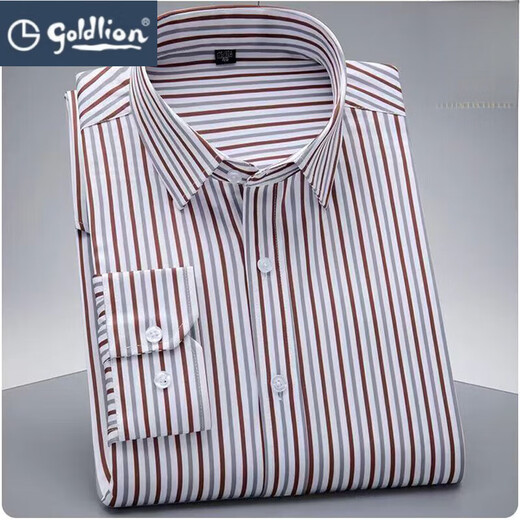 Goldlion (Goldlion) Nicht scanntes und anti-versuntiges Langarmhemd für Männer 2025 Stretch Casual Business Formale Verschleiß mit mittlerem Alter und jung gestreiftem Hemd für Männer Spring 826 Stretch Striped Shirt 38 Gewicht 100-115