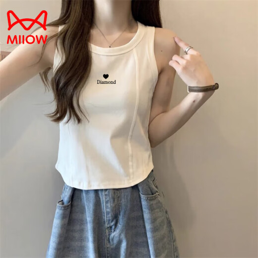 猫人（MiiOW）吊带背心女春夏季宽松设计感小众外穿无袖t恤内搭打底鱼骨上衣潮 312-688杏 XL
