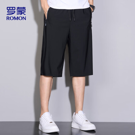 Romon (Romon) Sports Shorts masculins Été respirant mince lâche décontracté pantalon de plage pantalon court zh9877 noir 2xl