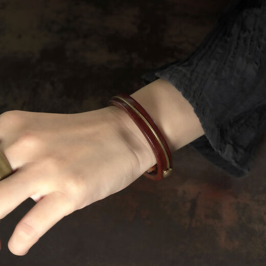 Guran Feiyu Home Original Design Personalized Leather Bracelet Bracelet Women Retro Trendy Versatile Couple Bracelet Bracelet Men Black/Female Size 16