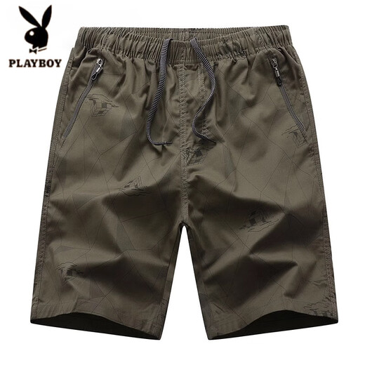 花花公子（PLAYBOY）品牌男士短裤2025夏季新款时尚潮流冰丝速干薄款五分裤潮牌运动裤 6627系带休闲短裤黑色 L 体重100-120斤
