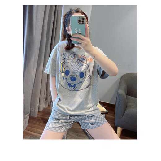 Langsha Japonais mignon Squirrel Couple de pyjamas pour femmes en coton d'été Shorts à manches courtes vestimentaires pour hommes minces Home Vêtements en deux pièces 686 # Modèle masculin M Recommandé 80-105jin [Jin est égal à 0,5 kg]