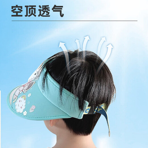 
European children's hat boys and girls sun hat charging with fan outdoor children's large brim empty top hat B2185 pink rabbit