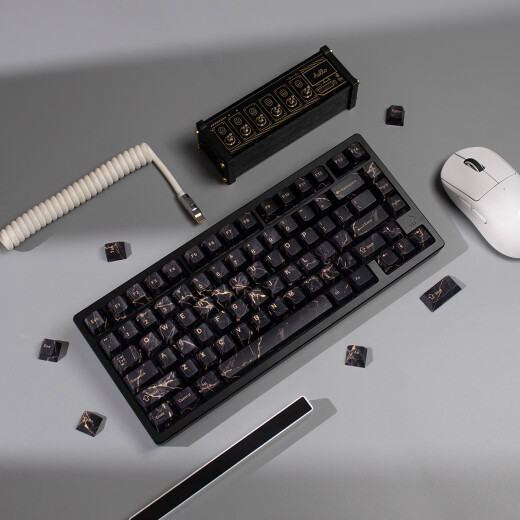 Miaopu Le black marble mechanical keyboard keycap set PBT five-sided thermal sublimation original height adaptation 6187, etc. Small full set