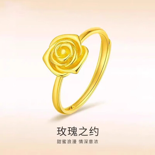 MARK FDR gold-plated silver rose flower ring, women's exquisite and fashionable live ring, high-end Valentine's Day gift for girlfriend, flower open ring