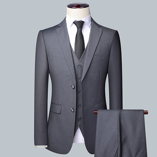 Announcement Bird suit men's new business casual fashion slim fit wedding banquet professional work formal suit Navy three-piece suit + pants + vest 5XL 200 yards 191-200 Jin Jin equals 0.5 kg