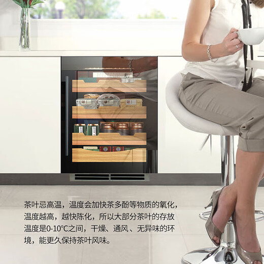 DBERLAN 40-piece under-counter built-in red wine cabinet, constant temperature wine cabinet, beverage cabinet, tea refrigerator, built-in wall for home use, high-end vacuum door - no condensation 0 degree ice bar 145L