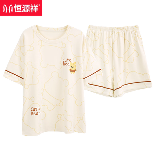 Hengyuanxiang 2025 Neue Pyjamas für Frauen im Sommer Pure Cotton Short Sleeve Shorts Dünne Sommer Baumwolle können außerhalb von Heimbekleidungsanzug für Frauen YZ-9885 m getragen werden [Empfohlen 80-100jin [Jin gleich 0,5 kg] tragen]