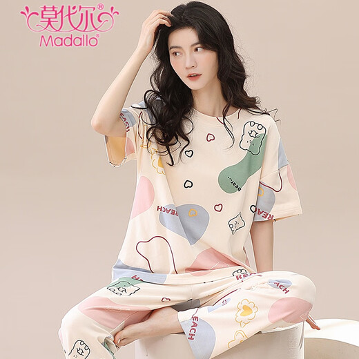Modal new pajamas for women in summer pure cotton short-sleeved trousers for summer loose can be worn outside for women's home clothes thin two-piece set YS-683 L