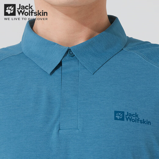 Jack Wolfskin Polo camiseta Camiseta para hombres Sports de primavera y verano Camiseta al aire libre Camiseta informal diaria y transpirable Camiseta de manga corta 1289/Sea Blue 2xl 185/108a
