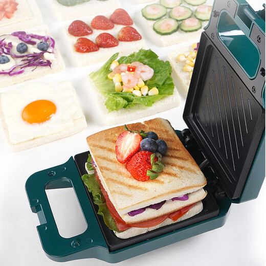 Donglai quality bread machine breakfast machine sandwich machine home dormitory small waffle multi-functional kitchen artifact double-sided toast (upgraded model with switch) mung bean color