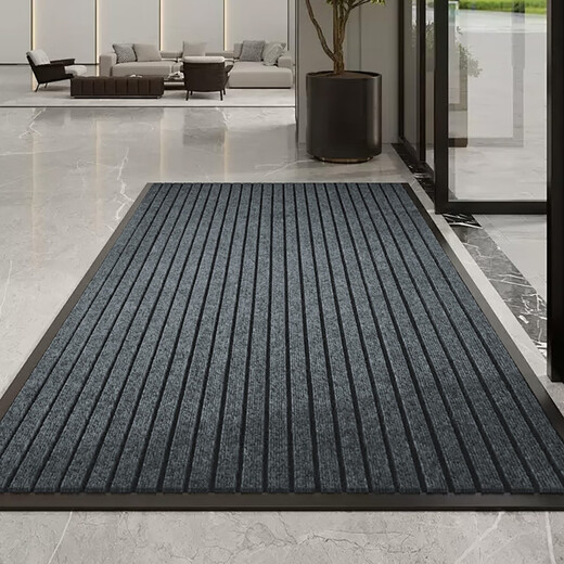 Jushiyi seven-stripe anti-slip mat with thickened edge, water absorption and dust removal, household commercial kitchen door carpet, seven-stripe gray 120*150cm