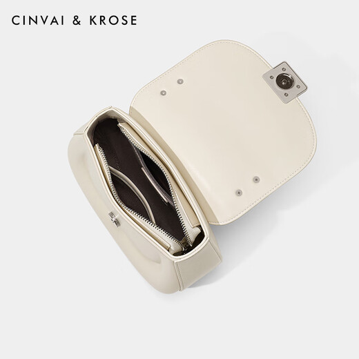 CinvaiKrose【520礼物】官网小c&k单肩包包女包2025新款时尚手提马鞍包斜挎包 奶油白-CK女包送女友老婆走心