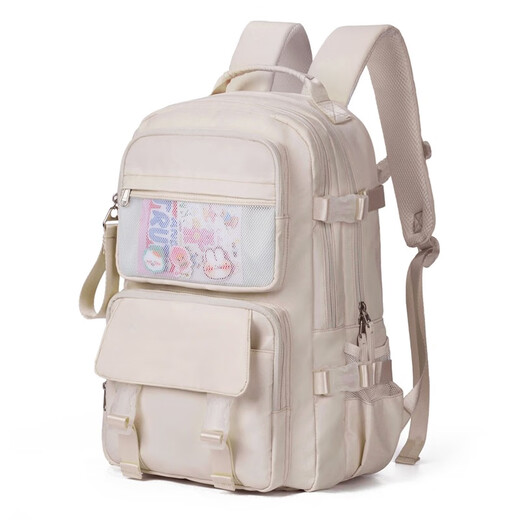 
Japanese junior high school student schoolbag female middle school student large capacity backpack female elementary school student macaron campus student backpack 12057 Hoshino gray + 6-piece set of rabbit doll