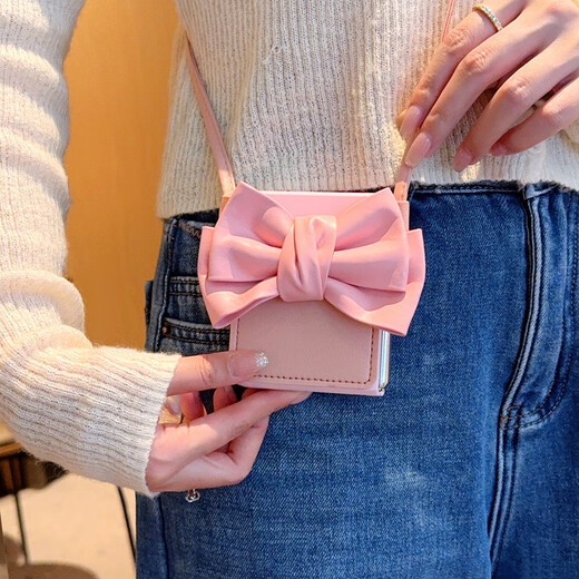 Li Haojia is suitable for Huawei PuraX collector's mobile phone case trendy brand Japanese and Korean girls pink bow card bag purax crossbody [skin hard shell - pink * skin feeling powder + pink crossbody card bag (with bow)] Huawei PuraX/Huawei PuraX collector's version