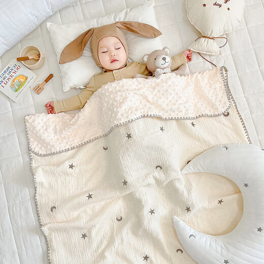 Wen Yijia customized bean blanket baby blanket baby blanket newborn gauze quilt children kindergarten blanket spring and autumn thin quilt 100*70cm double layer bear head (0-1 years old) 252