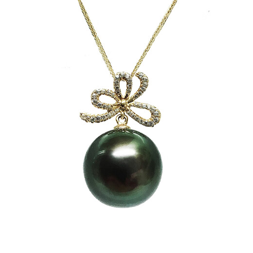 Fat Donglai's same Tahitian pearl pendant, French black necklace, 18K gold jewelry, Valentine's Day and Chinese Valentine's Day girls, gray DZK-0520