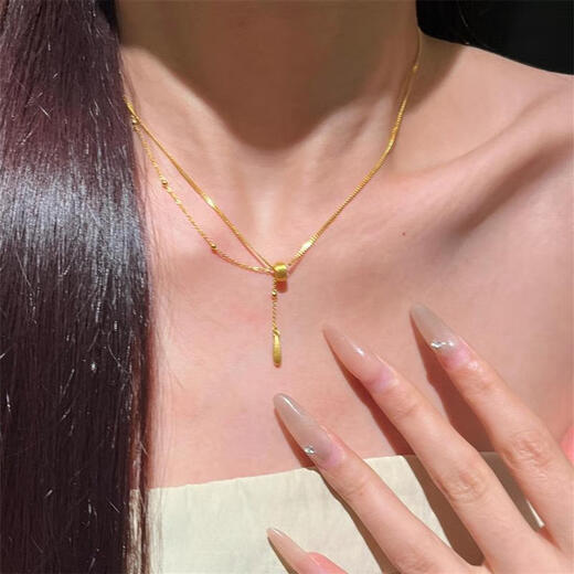 Feiyu retro French gold Rose Goddess Tears necklace for women, exquisite, fashionable and versatile high-end tassel clavicle chain pendant Rose Goddess Tears necklace