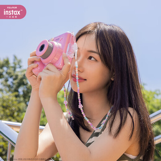 Fuji instax miniSE one-time imaging instant camera travel smart photo gift pink package 2 official content + white border 20 photos + SE silicone case