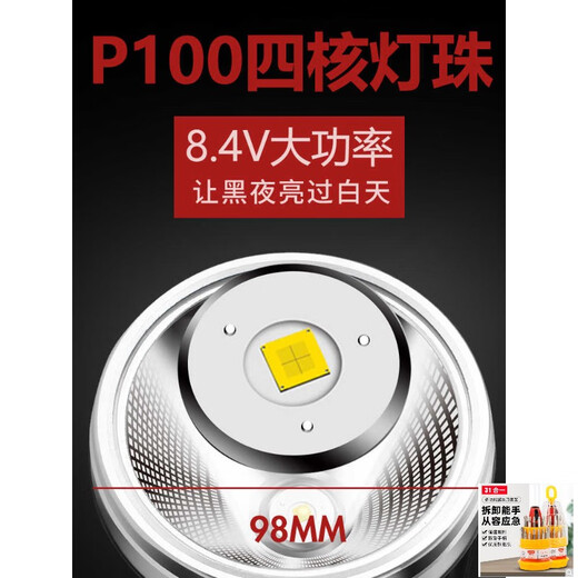 亿迈P90强光头灯充电超亮头戴式照明矿灯手电筒远射锂电户外超升级款 9923-白光升级四核P90-续航12-24
