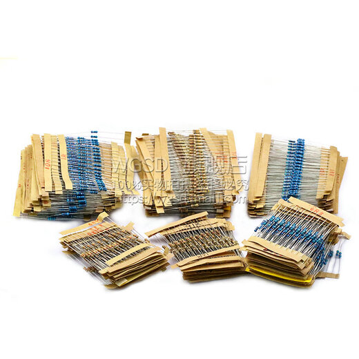 Dafuri 1/4W metal film resistor packaged with carbon film 41 mixed 30/37/43 types of electronic components commonly used 1% color ring 25 types of commonly used 1/4W resistors packaged 1% each 20 pcs, a total of 500 pcs